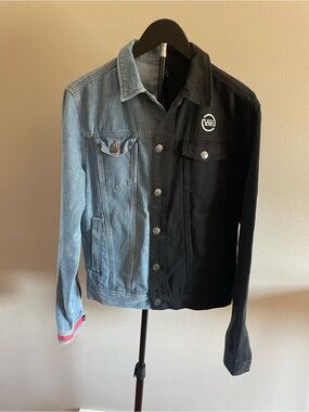 Young & Reckless Two-Tone Light Blue and Black Denim Jacket with Chest Logo
